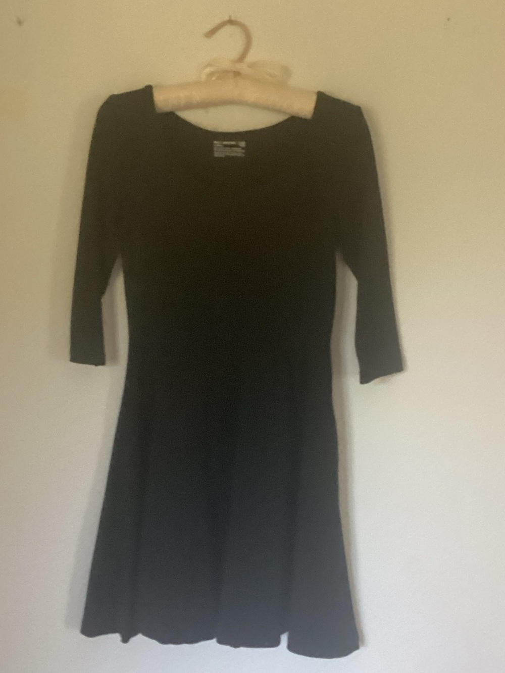 Women's Black Long-Sleeve Fit & Flare Dress
